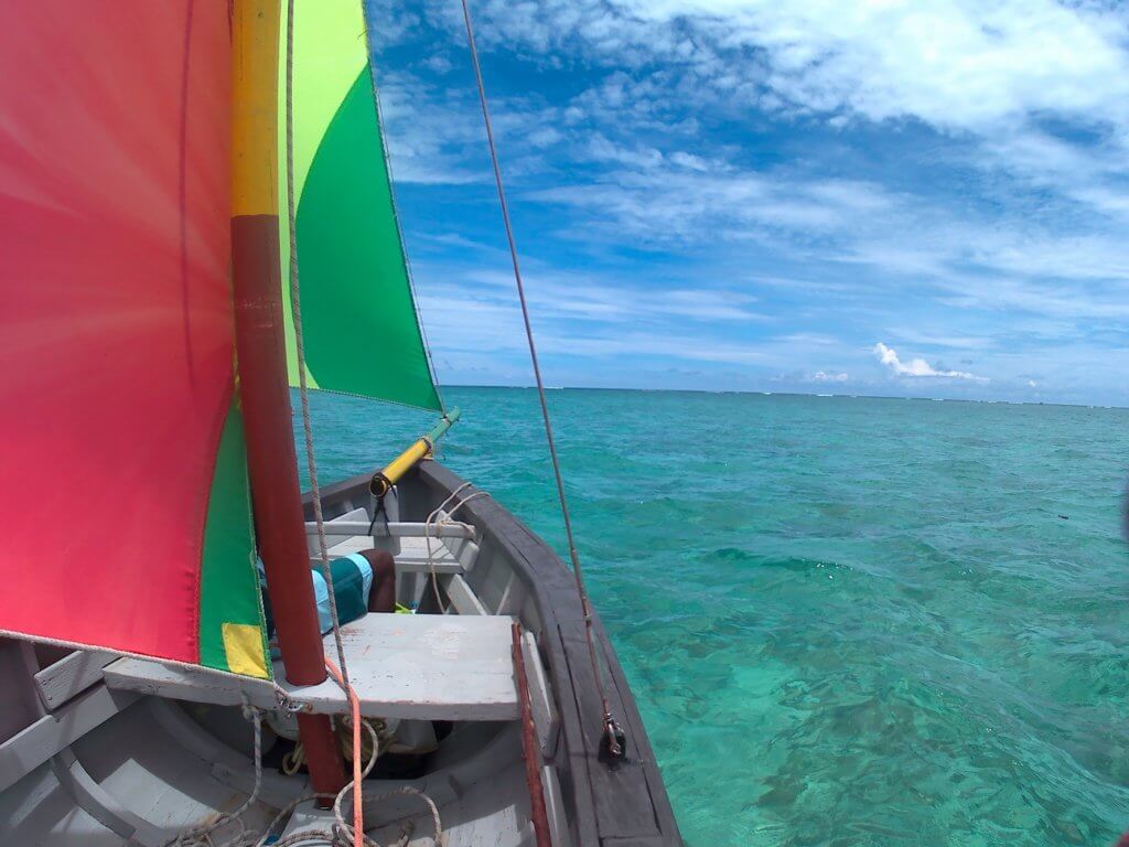 4 sailing teacher Christopher in pirogue Le Morne Mauritius