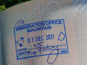 90 day entry stamp Mauritius dodo passport