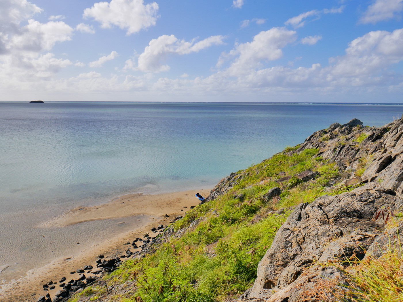 Île aux Diamant vista Île aux Fous kayak paddling rental Rodrigues Mauritius Indian Ocean lagoon