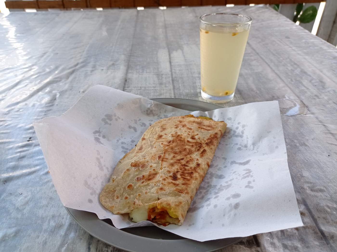 Faratha chou maracuja lemonade and cheese vegetarian potato curry faratha