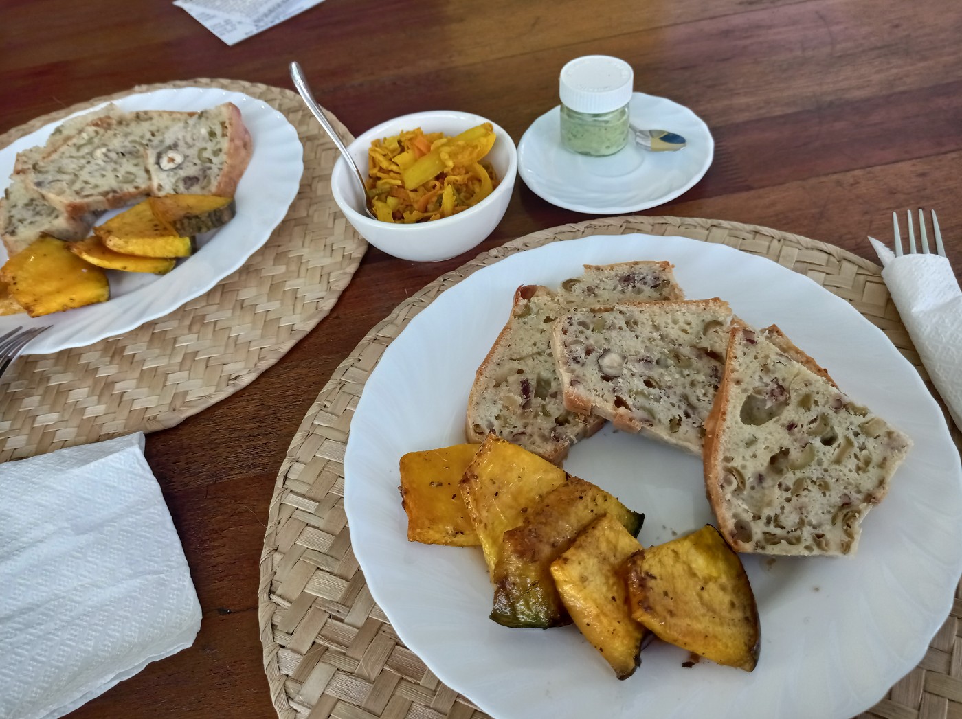 Rodrigues friendly roasted pumpkin and olive cake achard vegetarian friendly restaurants in Port Mathurin