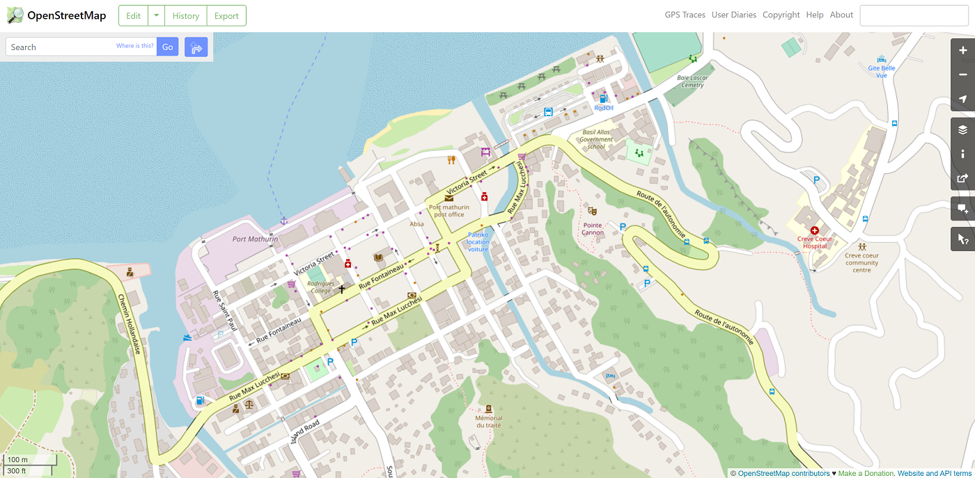 OpenStreetMaps Port Mathurin detail