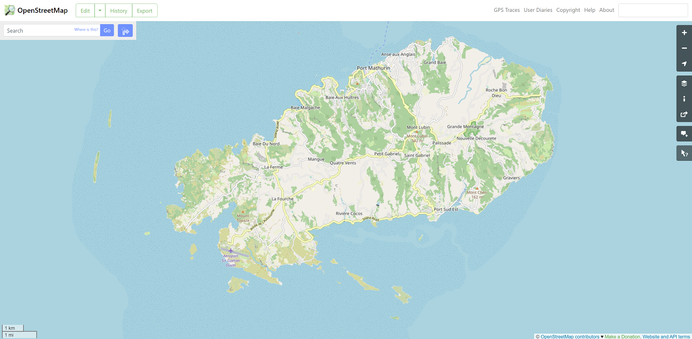 OpenStreetMaps Rodrigues island map Mauritius Africa Indian Ocean