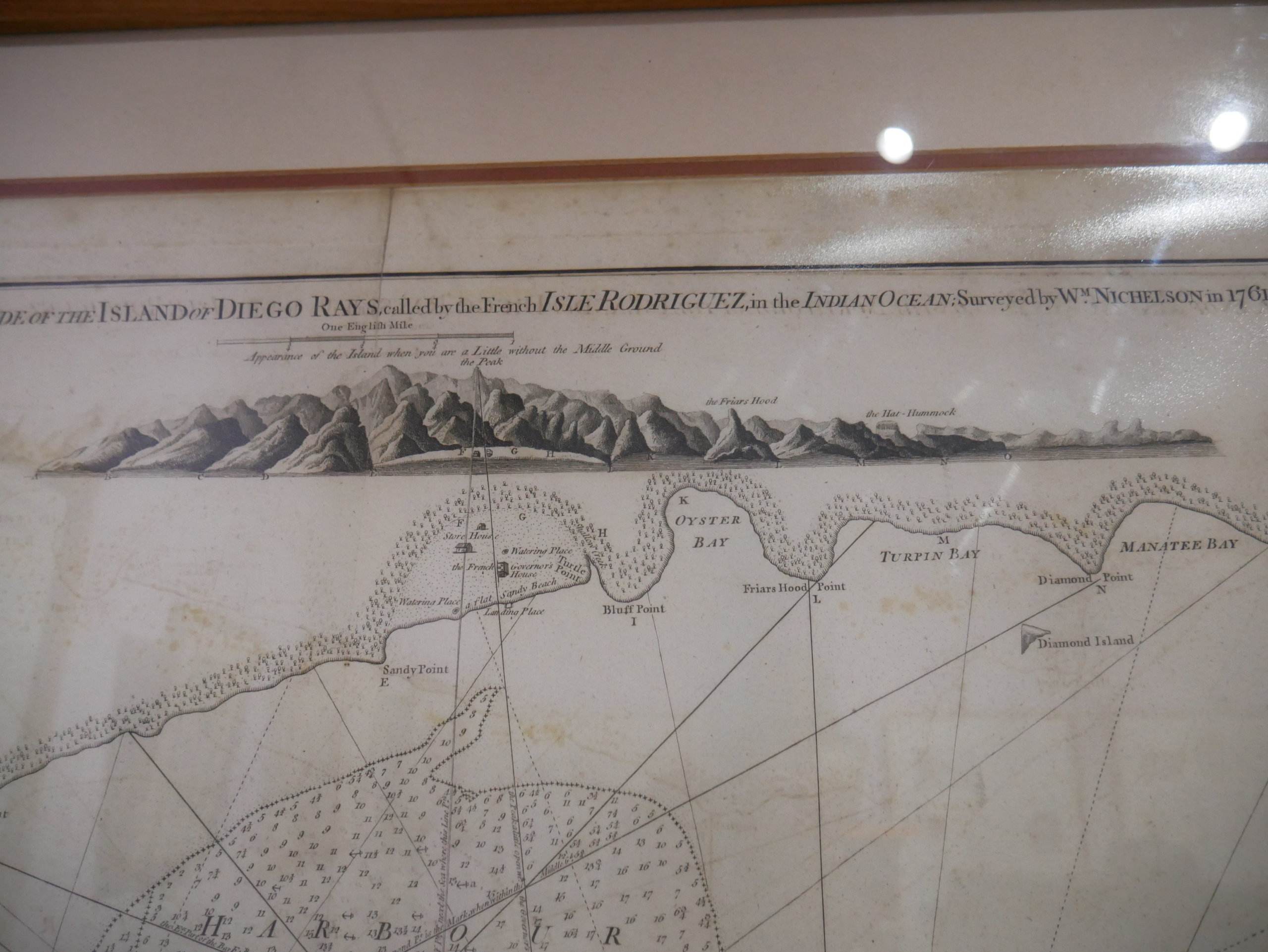 François Leguat Giant Tortoise and Cave Reserve map of Port Mathurin side of the island