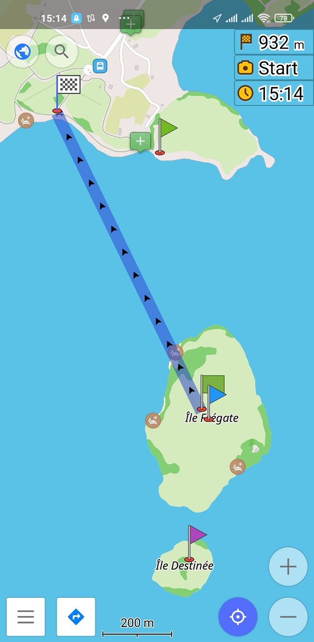 Pointe Matourin to Île Frégate kayaking route planning open street maps