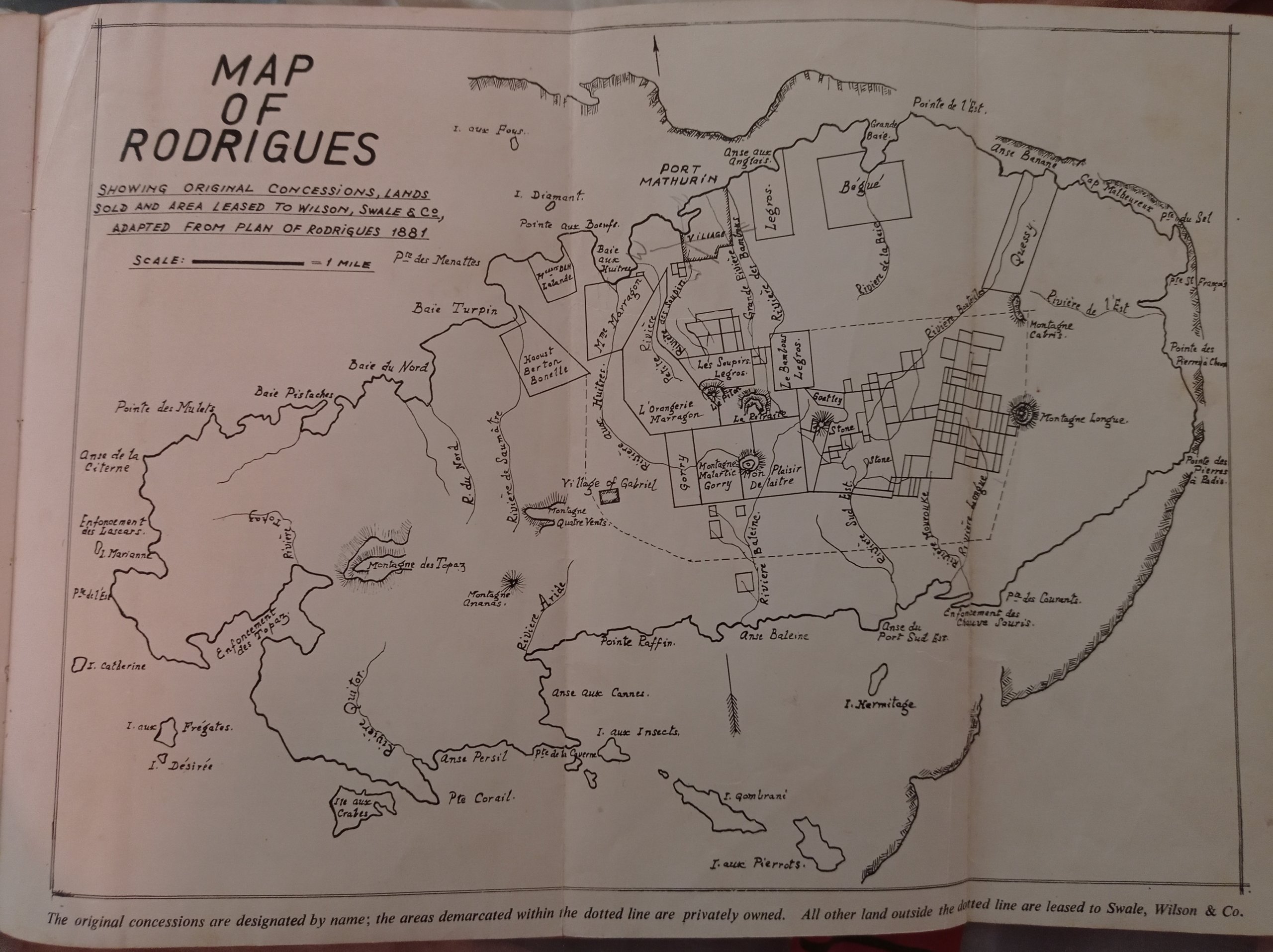 The Island of Rodrigues Alfred North Coombes land concessions map 1881