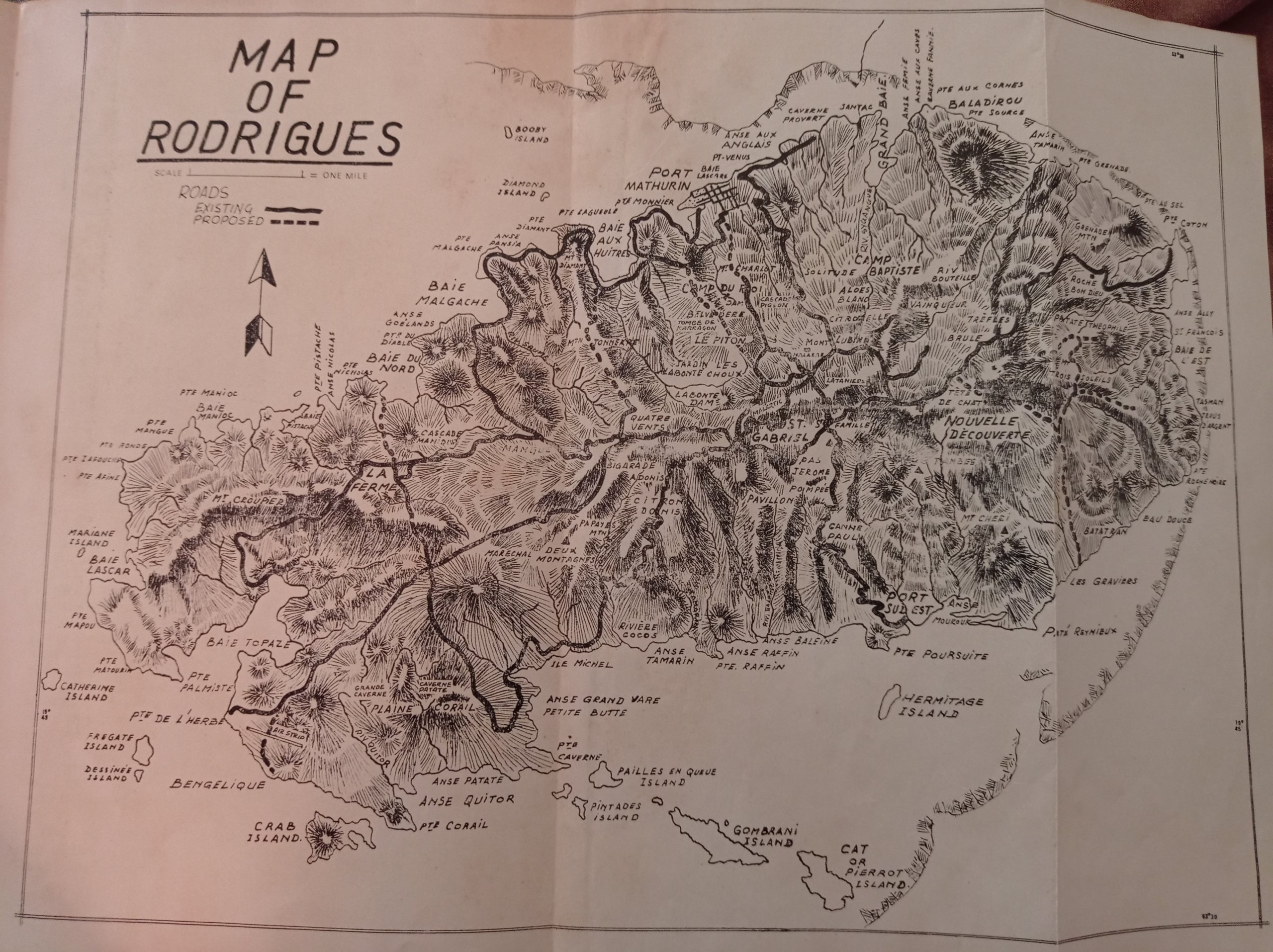 The Island of Rodrigues Alfred North Coombes old book map