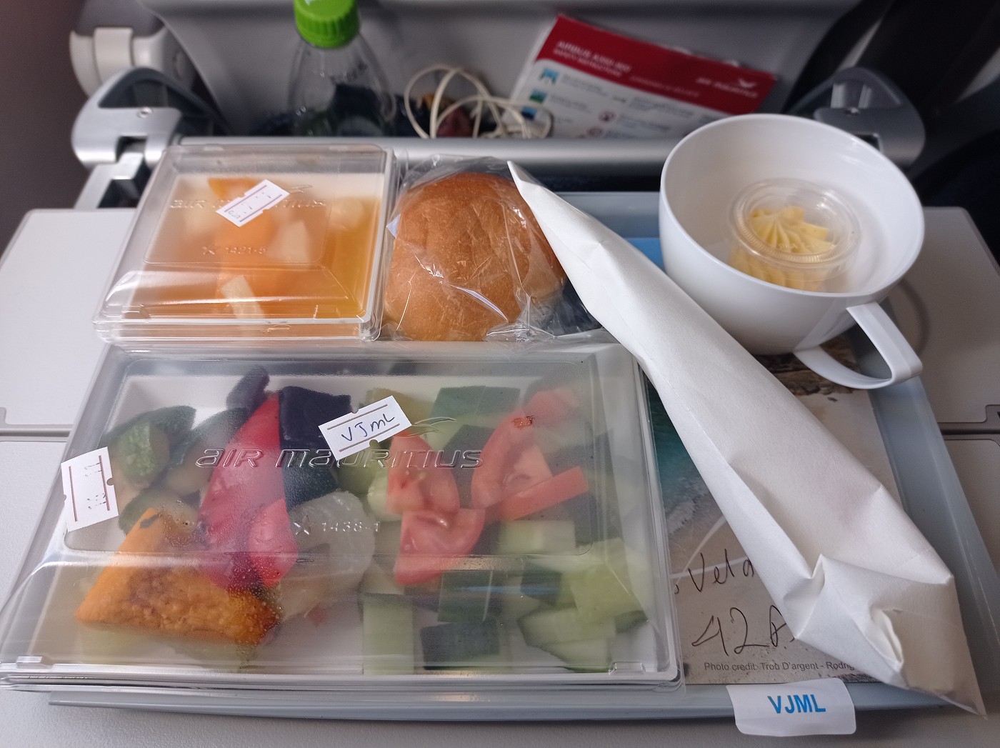 Air Mauritius VJML vegetarian jain meal plane food