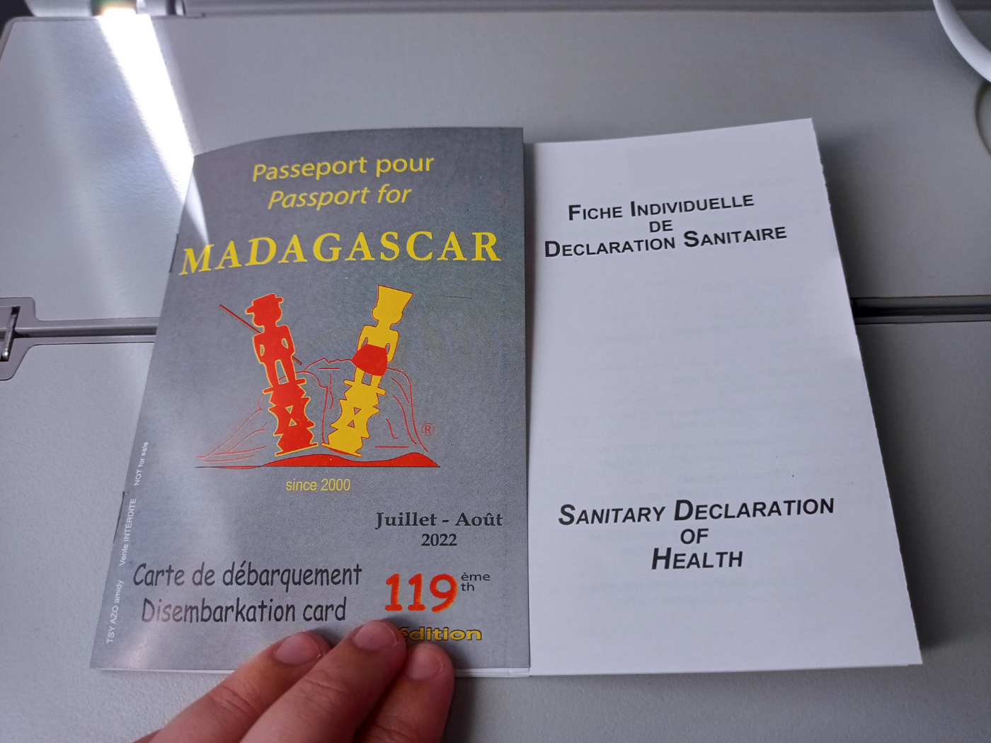 passport to madagascar disembarkation card airplane flight