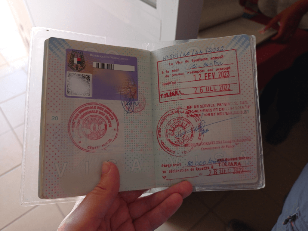 Toliara Madagascar tourist visa extension stamp passport