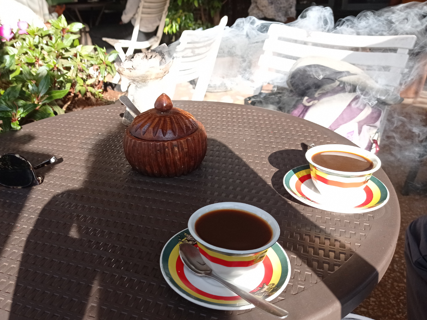 Ethiopian coffee incense smoke ceremony