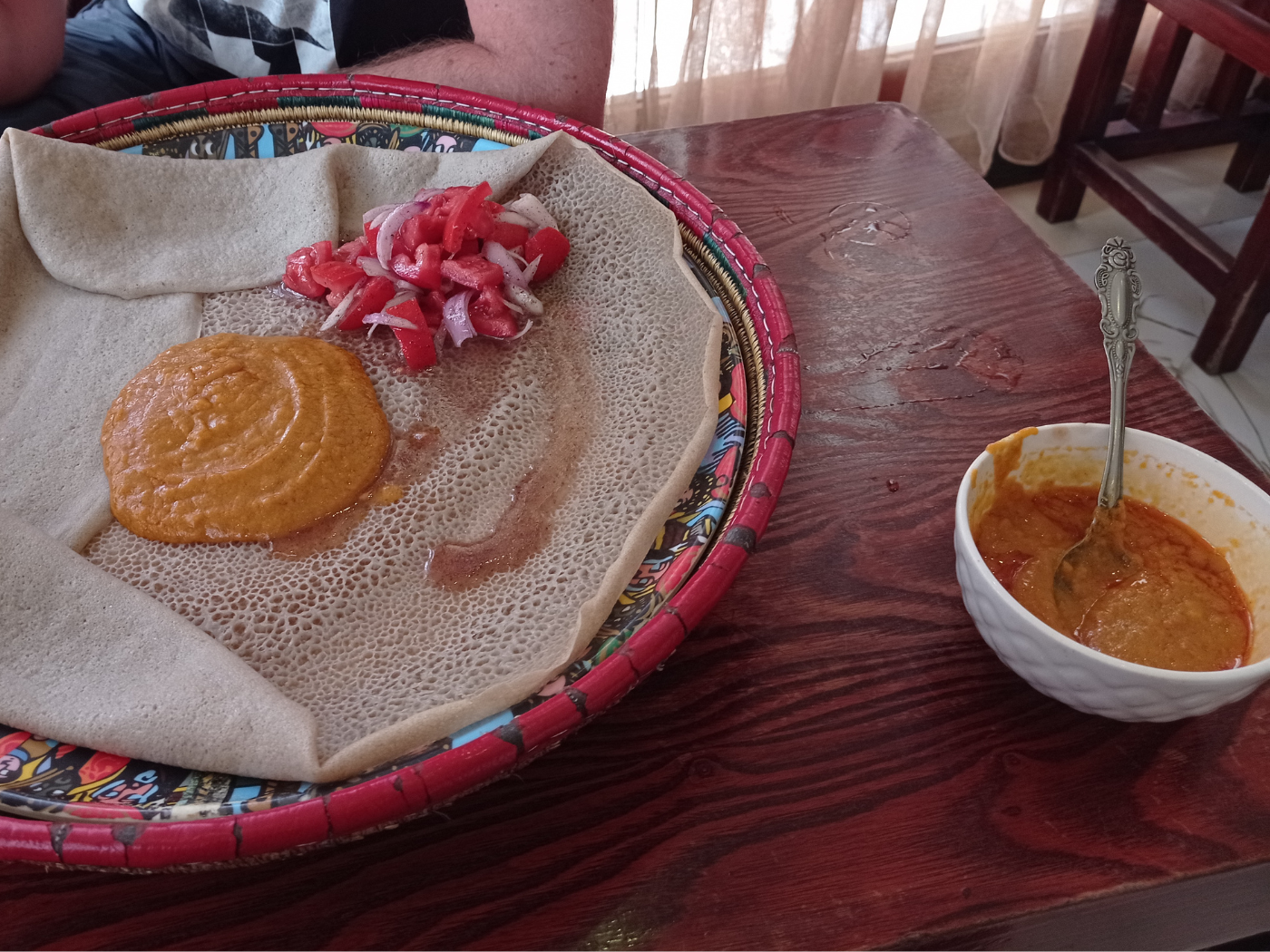 shiro and timatim salad Ethiopian food Addis Ababa