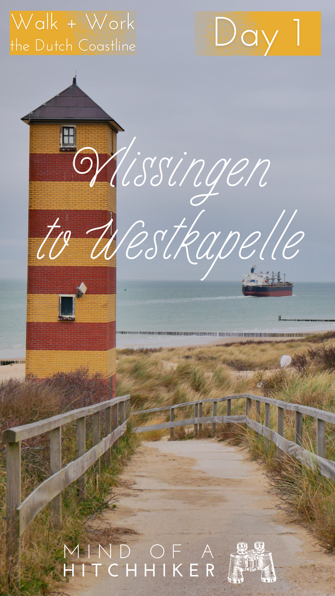 Pin Dutch Coastal Hike Day 1 - Vlissingen to Westkapelle lighthouse Dishoek Kaapduinen