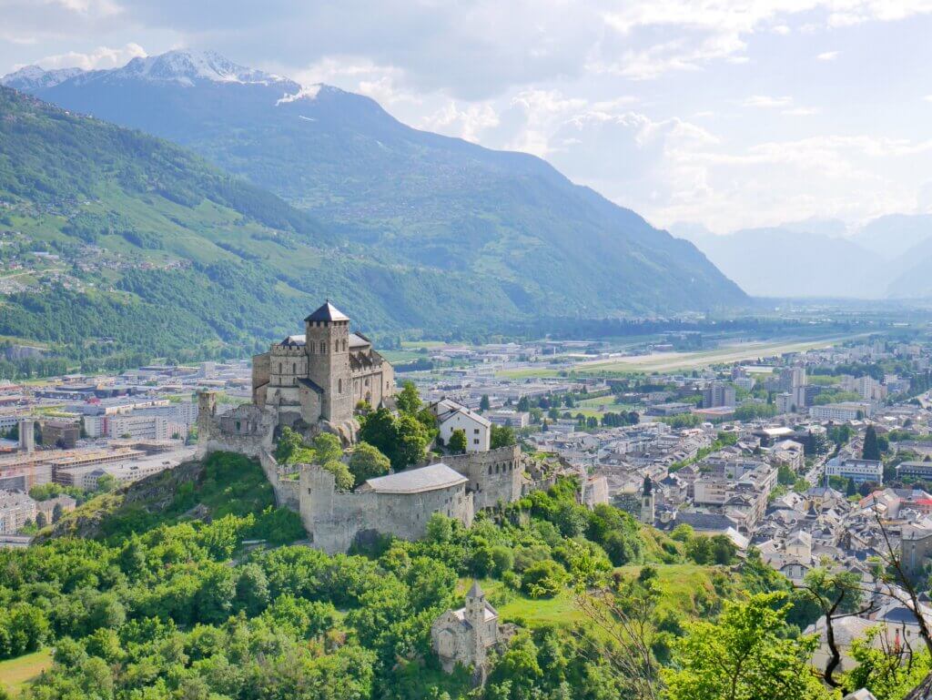 Sion Valère Basilica from Tourbillon Castle