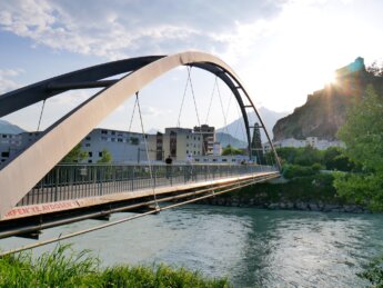 Vissigen pedestrian and bicycle bridge across the Rhône River in Sion, Valais, Switzerland