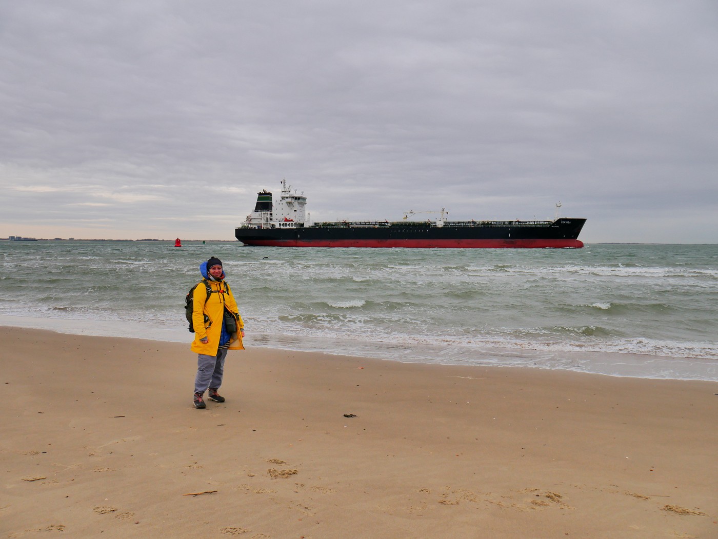Walk + Work the Dutch Coastline Day 1 oil gas tanker Scheldt River Antwerp harbor Vlissingen beach North Sea