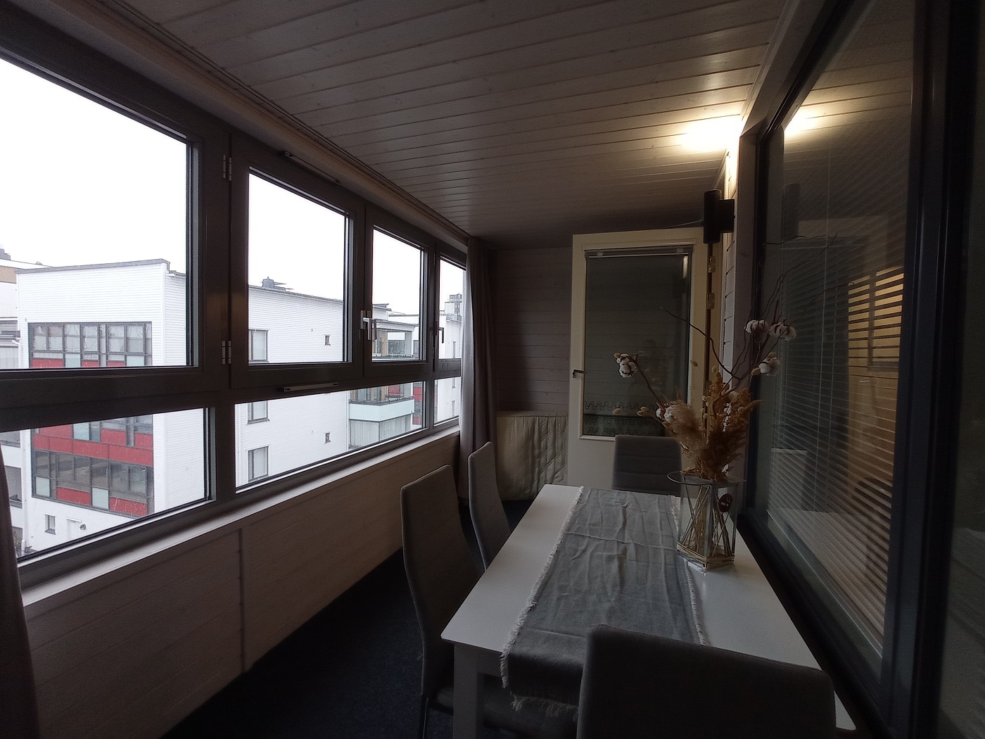 sunroom balcony Vaasa working table digital nomad home office Finland