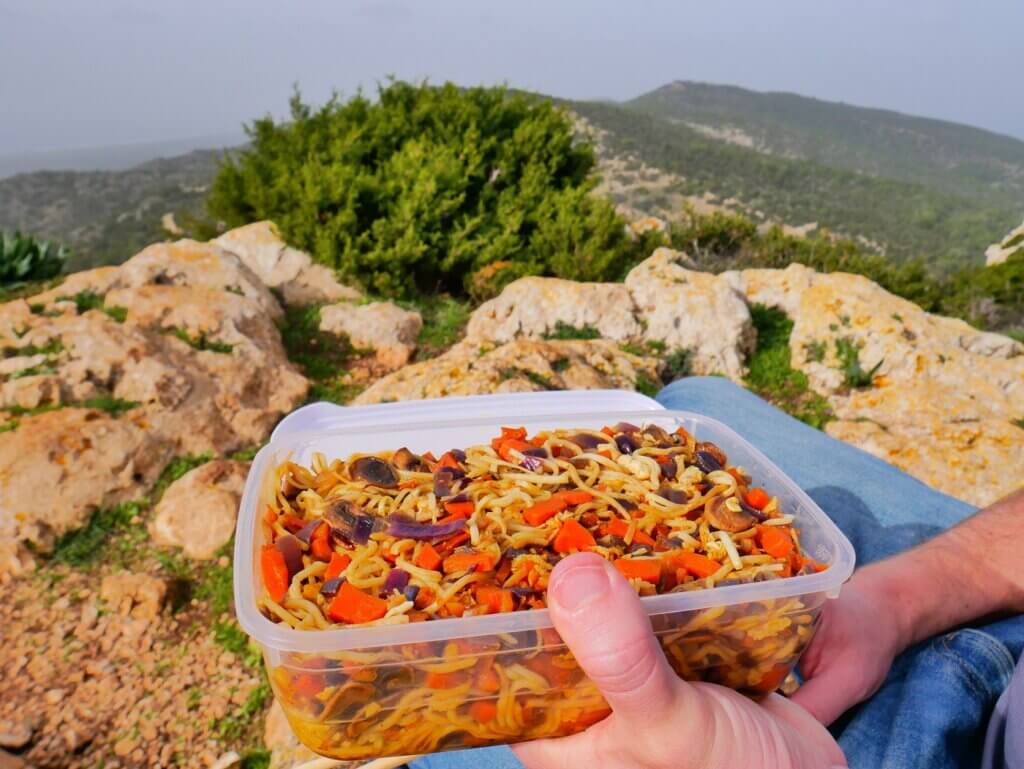 egg fried noodles Akamas peninsula Paphos elite hiking food Pissouromoutti