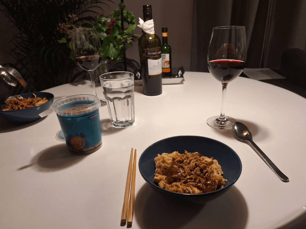 sate sauce noodles meal the Netherlands gradma's wine celebration