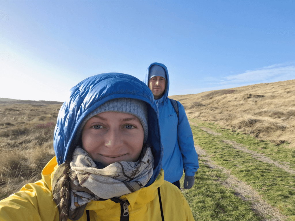 Jonas and Iris hiking the Dutch coastline in the Netherlands Wadden Sea Islands