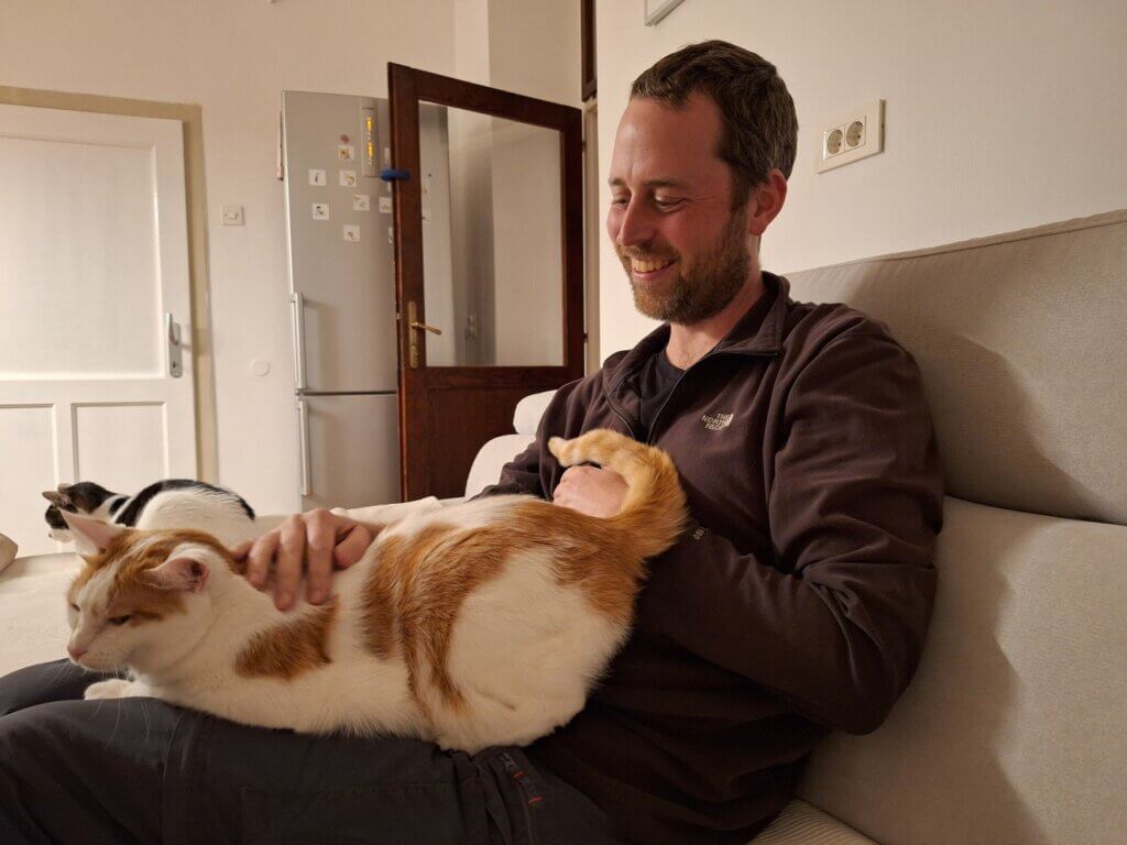 Gucci and Jonas cat therapy Ljubljana Slovenia