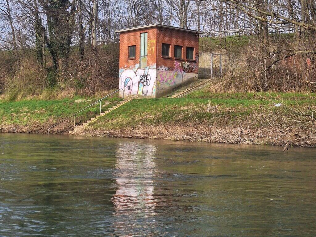 pegelhaus water level gauge Sieg river Germany