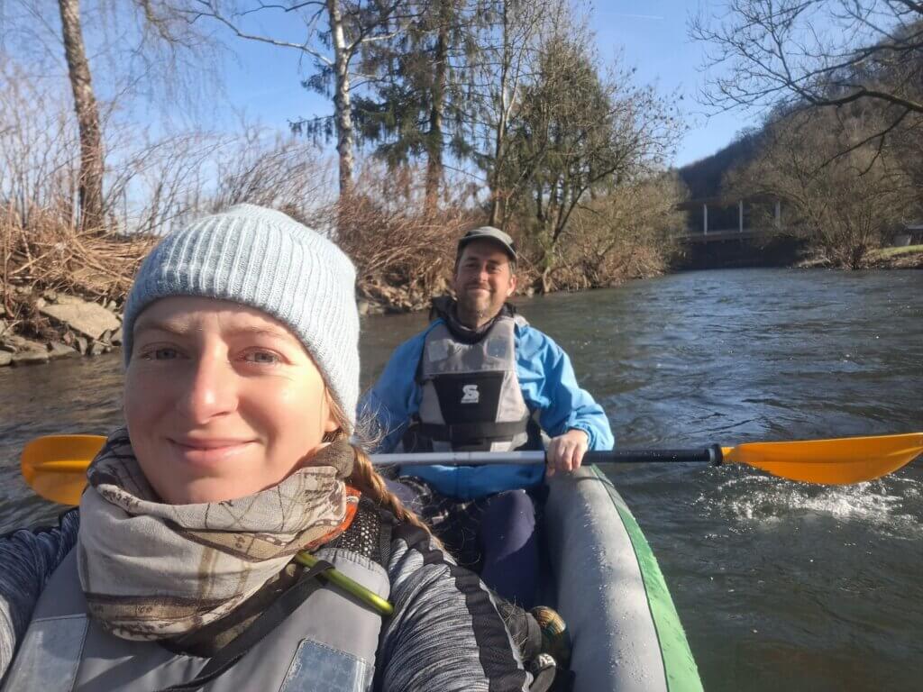 Agger river paddling selfie Jonas and Iris Mind of a Hitchhiker