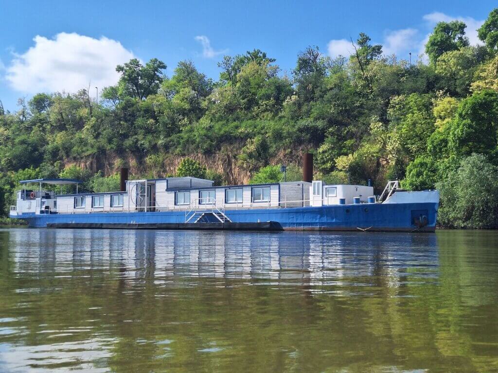 stationary river boat Danube Serbia