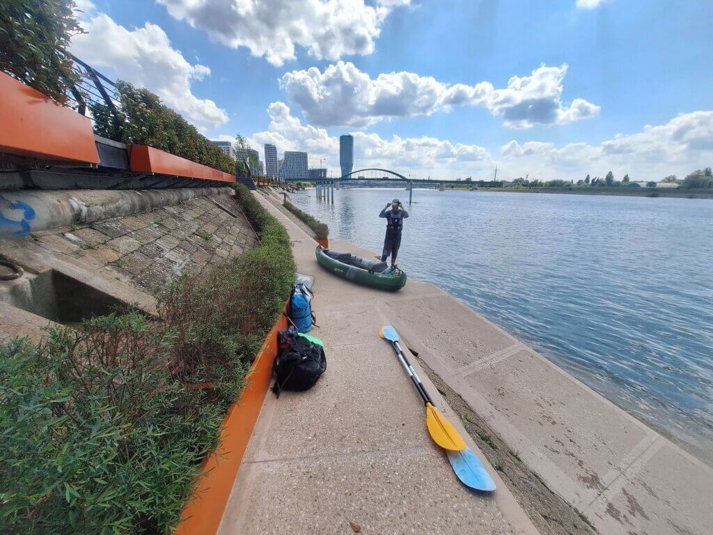 packing up Zucchini in Belgrade Serbia kayak inflatable travel digital nomad