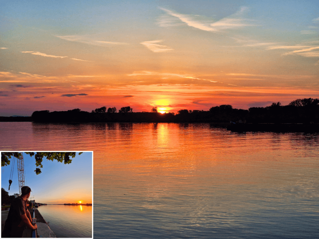 Smederevo sunset over the Danube spectacular spring May evening Serbia