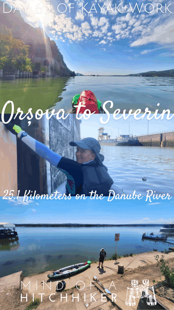 pin collage day 65 orsova to drobeta-turnu Severin Iron Gate I locks dam kayak Danube