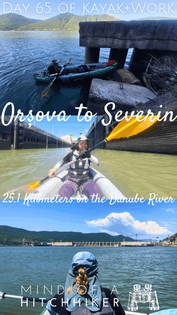 pin collage day 65 orsova to drobeta-turnu Severin Iron Gate I locks dam kayak Danube