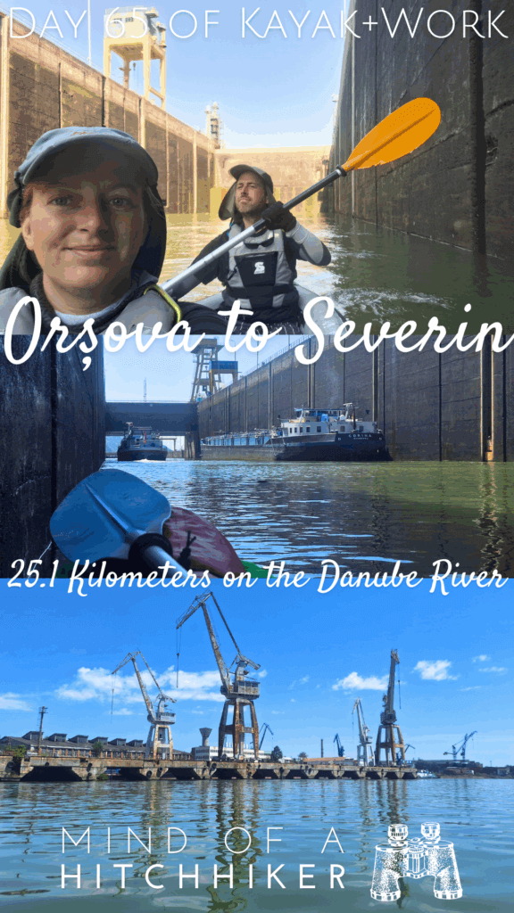 pin collage day 65 orsova to drobeta-turnu Severin Iron Gate I locks dam kayak Danube