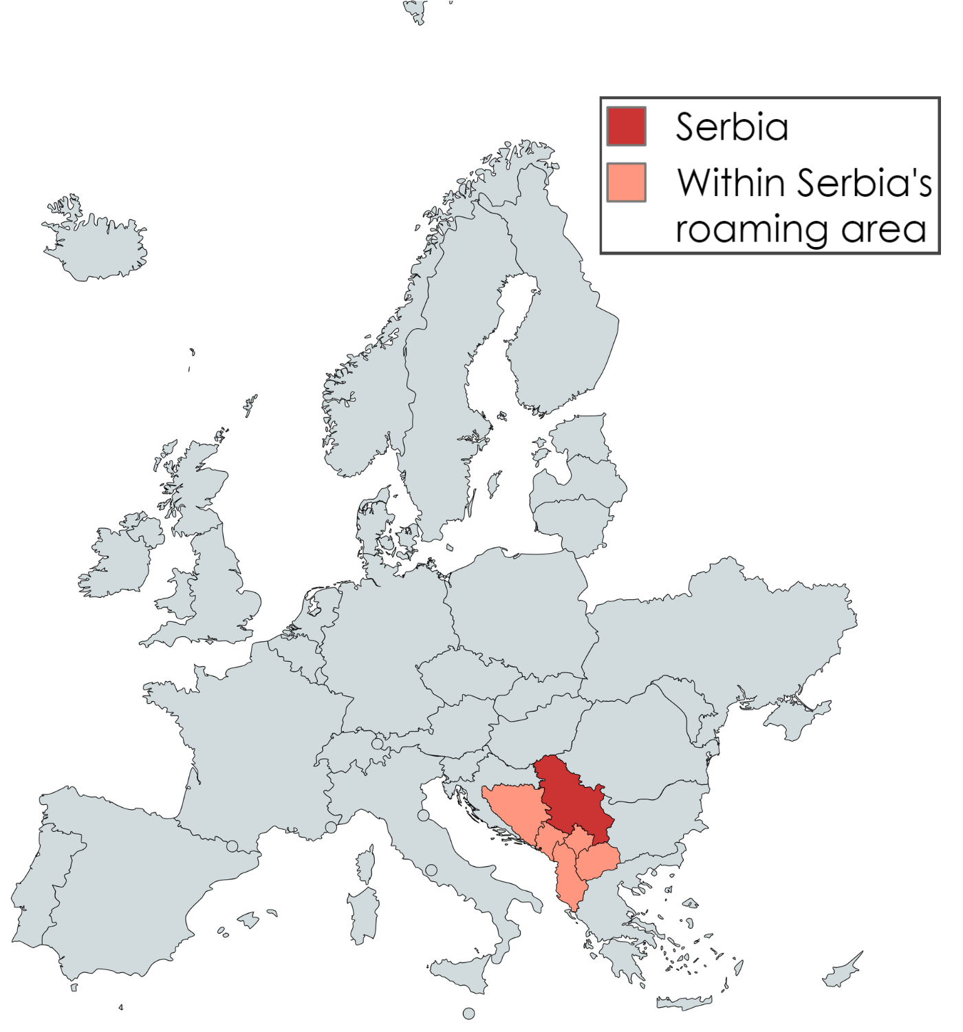 Roaming map Serbian SIM card Balkan travel Yettel