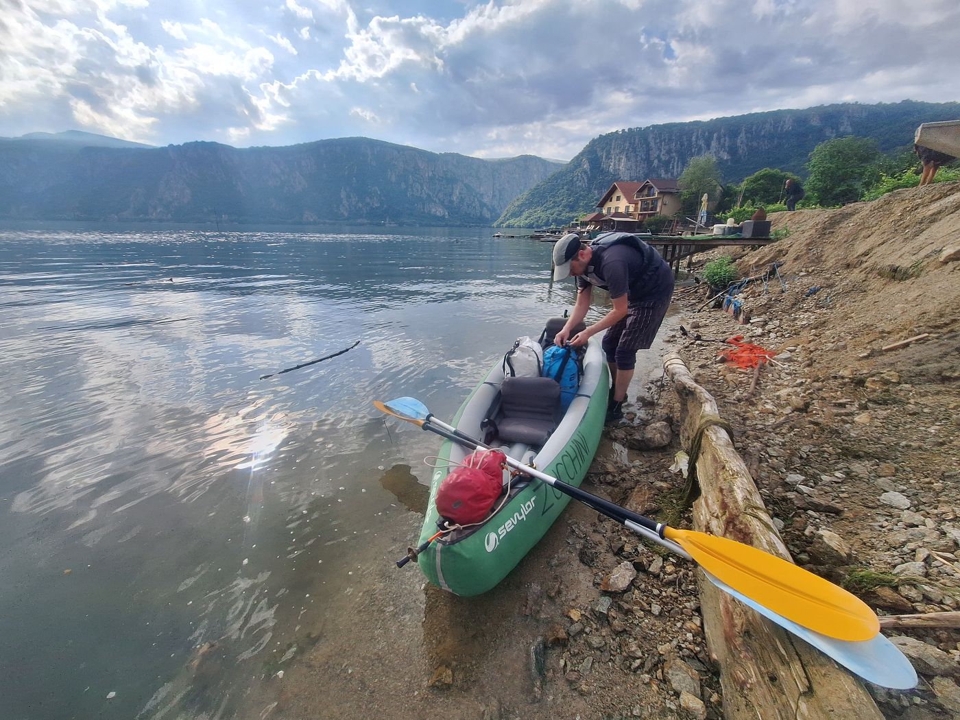 Jonas launch Zucchini the inflatable kayak Dubova Romania Iron Gate gorge Kazan great little canyon kayaking