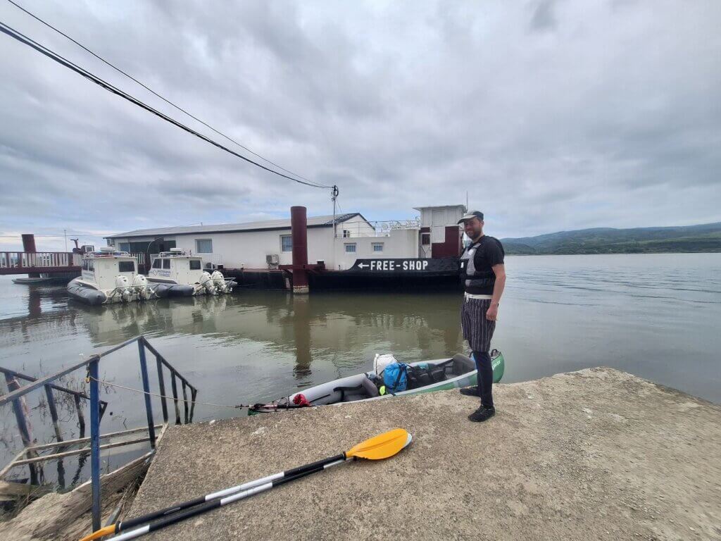 Jonas duty free shop Danube River Veliko Gradiste Serbia kayaking headwind Kosava