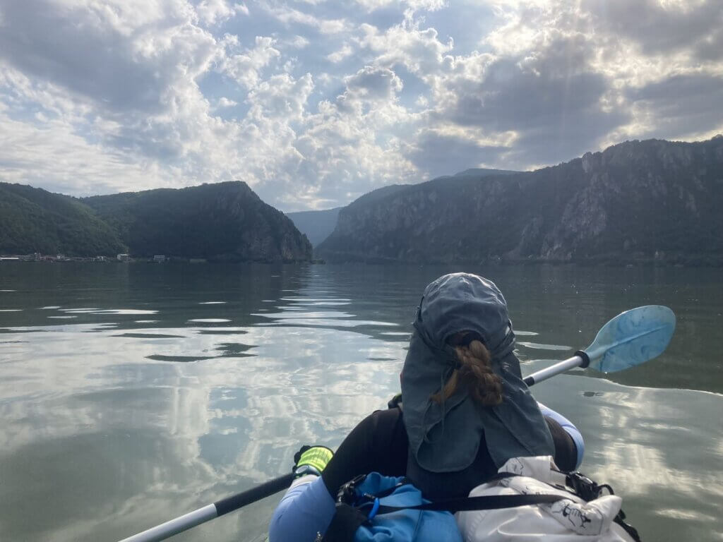 Iris Veldwijk kayaking Dubova to Orsova Romania Gulf of Dubova Little Kazan Gorge Great Cazanele canyon