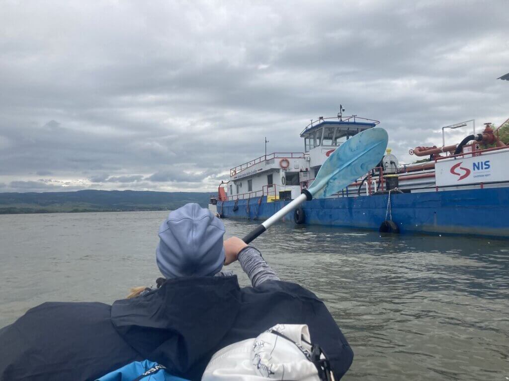 Nis gasprom neft refueling ship Danube River Serbia Veliko Gradiste kayaking petrofuel