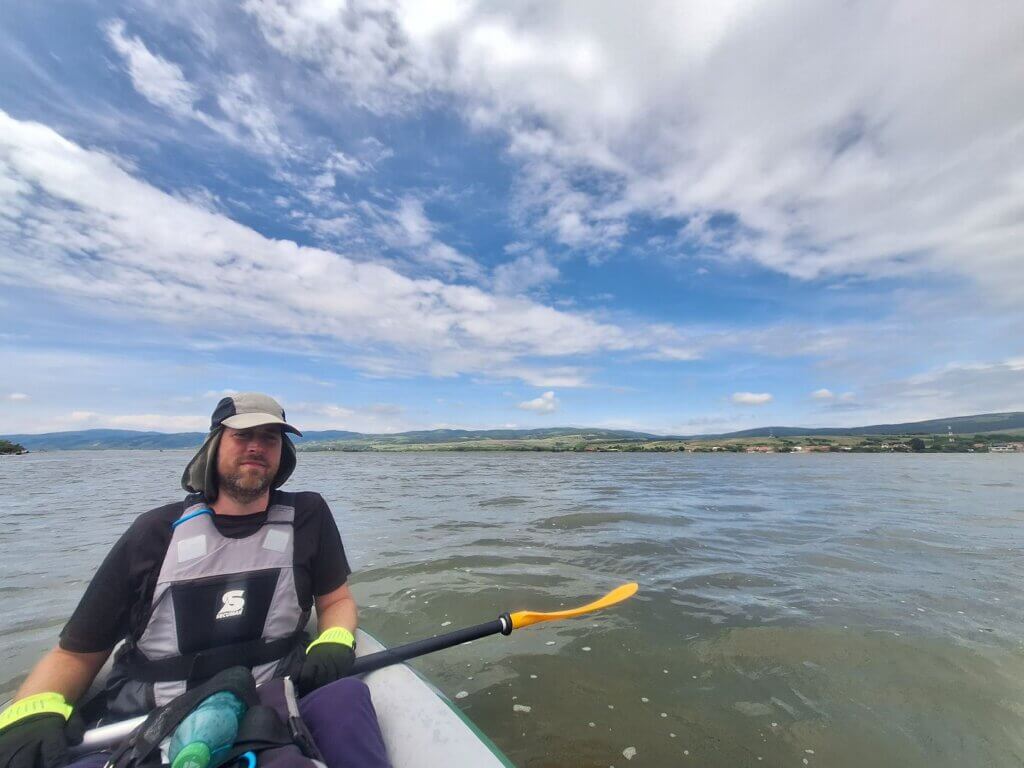 Jonas Zucchini kayaking Danube Ram to Golubac Vinci mooring stick pause break Serbia Romania