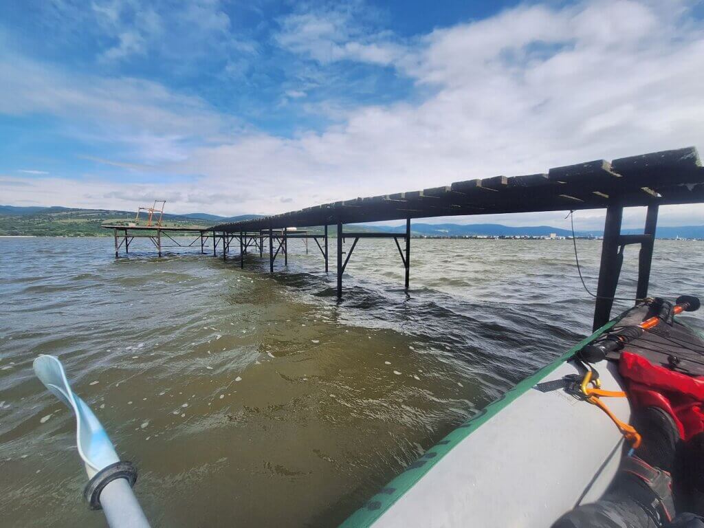 sufferfest kayaking the Danube Kosava mooring spot jetty rocking chair Vinci Golubac Serbia