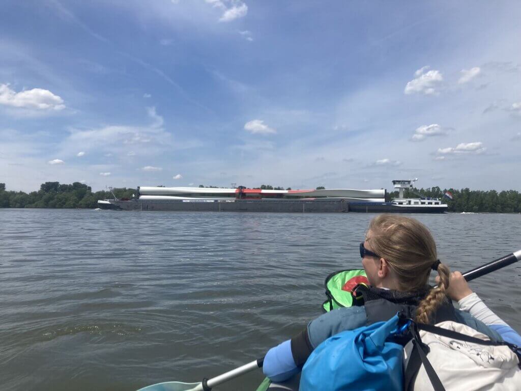 aquabarging nl inland shipping Danube power windmill wings Iris Veldwijk kayaking