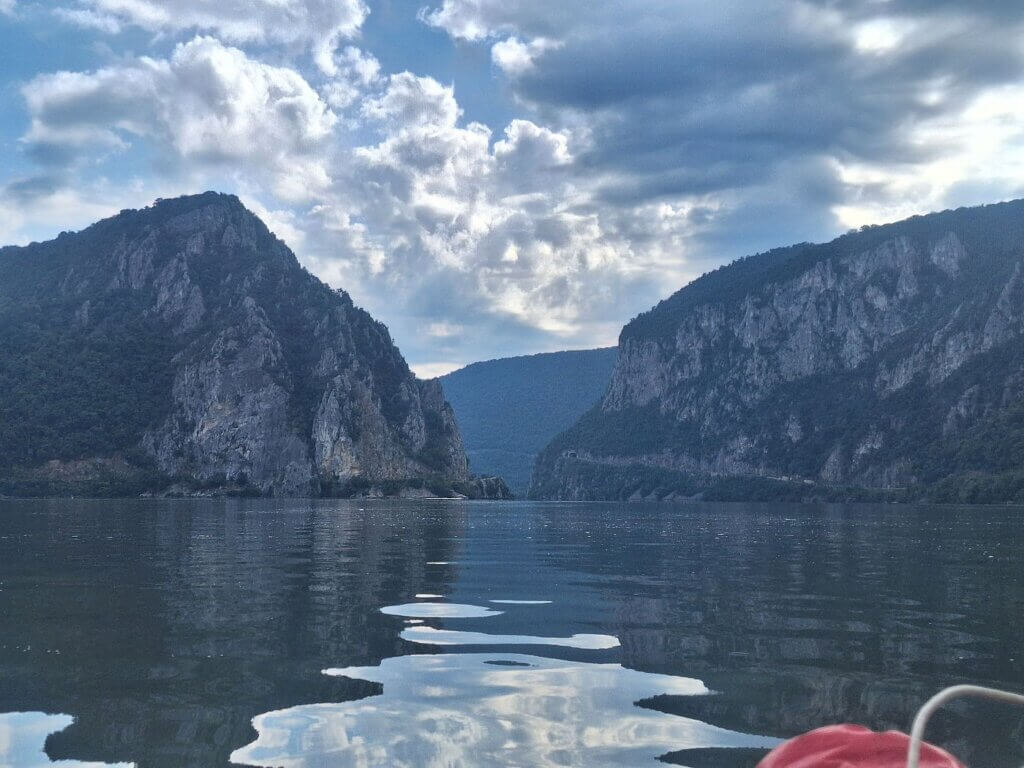 Entering Little Kazan Gorge Mali Kazan Klisura Mici Cazanele Danube River Romania Serbia border kayaking