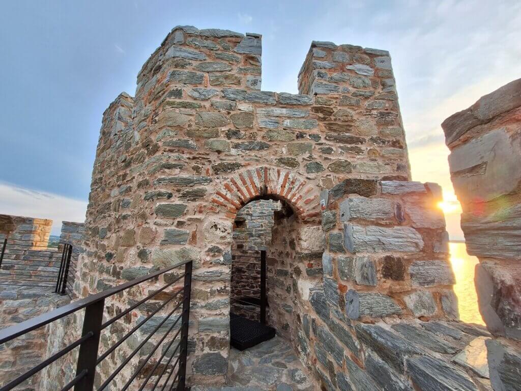 Ram Fortress towers ramparts walls tourism in Serbia Danube River sunset