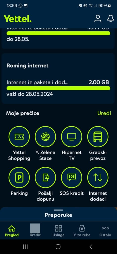 Serbian SIM card Yettel how to renew in the app