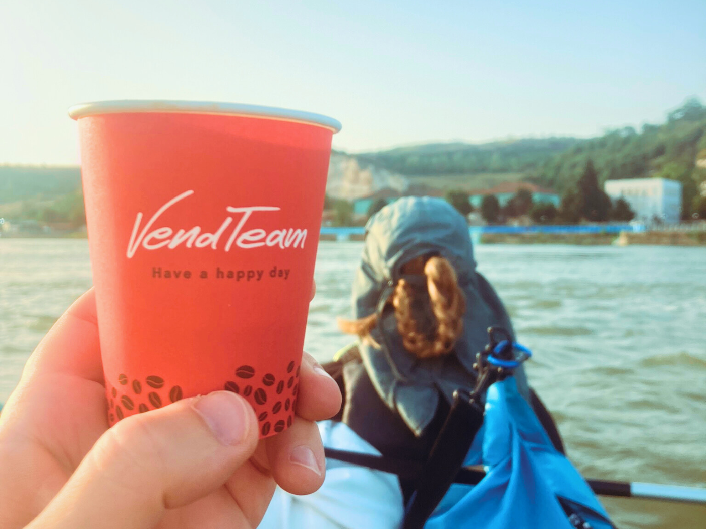 Kayak trip day 73 Nikopol to Svishtov vending machine coffee in Zucchini inflatable kayak morning Bulgaria Danube River featured photo