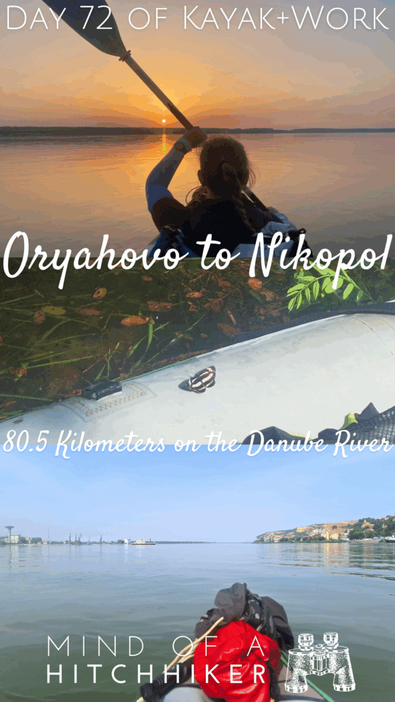 collage kayak trip day 72 Oryahovo to Nikopol sunrise kayaking 80 kilometers