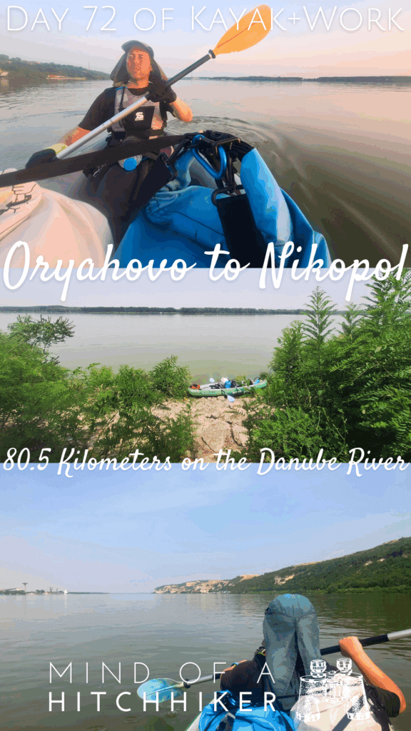 collage kayaking Danube River Oryahovo to Nikopol cliffs to the Black Sea