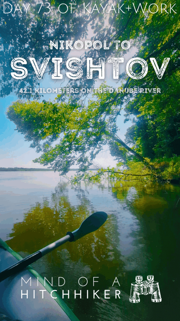 kayak trip day 73 Belene island Danube River Persin Bulgaria nuclear power plant trees June 2024