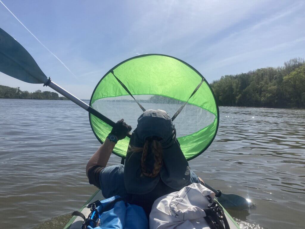 kayak sailling Danube river Opatovac channel approach