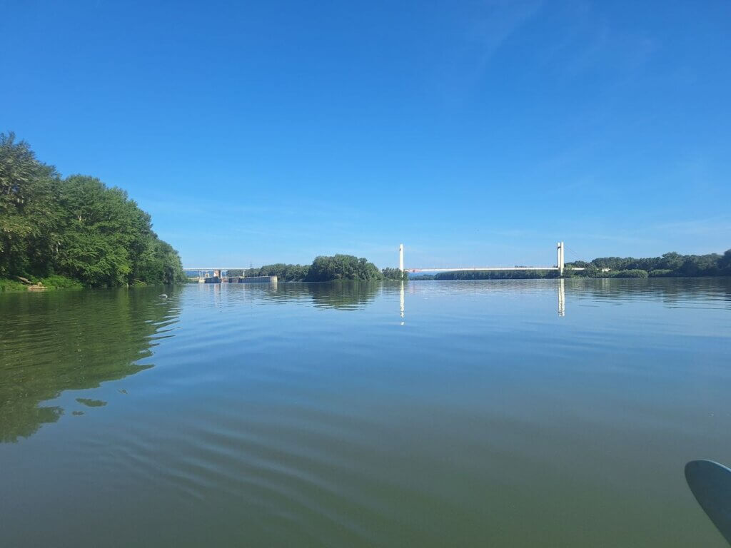 kayaking Danube River Gogosu Branch Romania Ostrvul Mare ship lock navigation channel cruise cargo sluice bridge